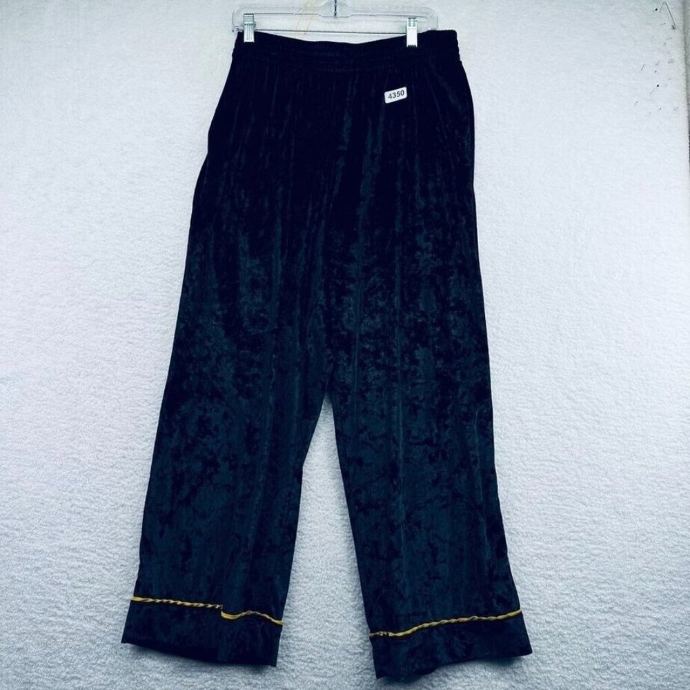 Sofia Vergara Intimates Womens Lounge Pants Size Large Black Crushed Velvet Gold